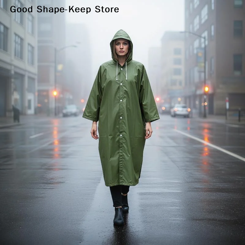 1PC Impermeable para Adultos con Capucha, Chubasquero de Un Solo Uso Engrosado para Mujer y Hombre, Ropa de Lluvia para Acampar al Aire Libre, Cubiertas Impermeables