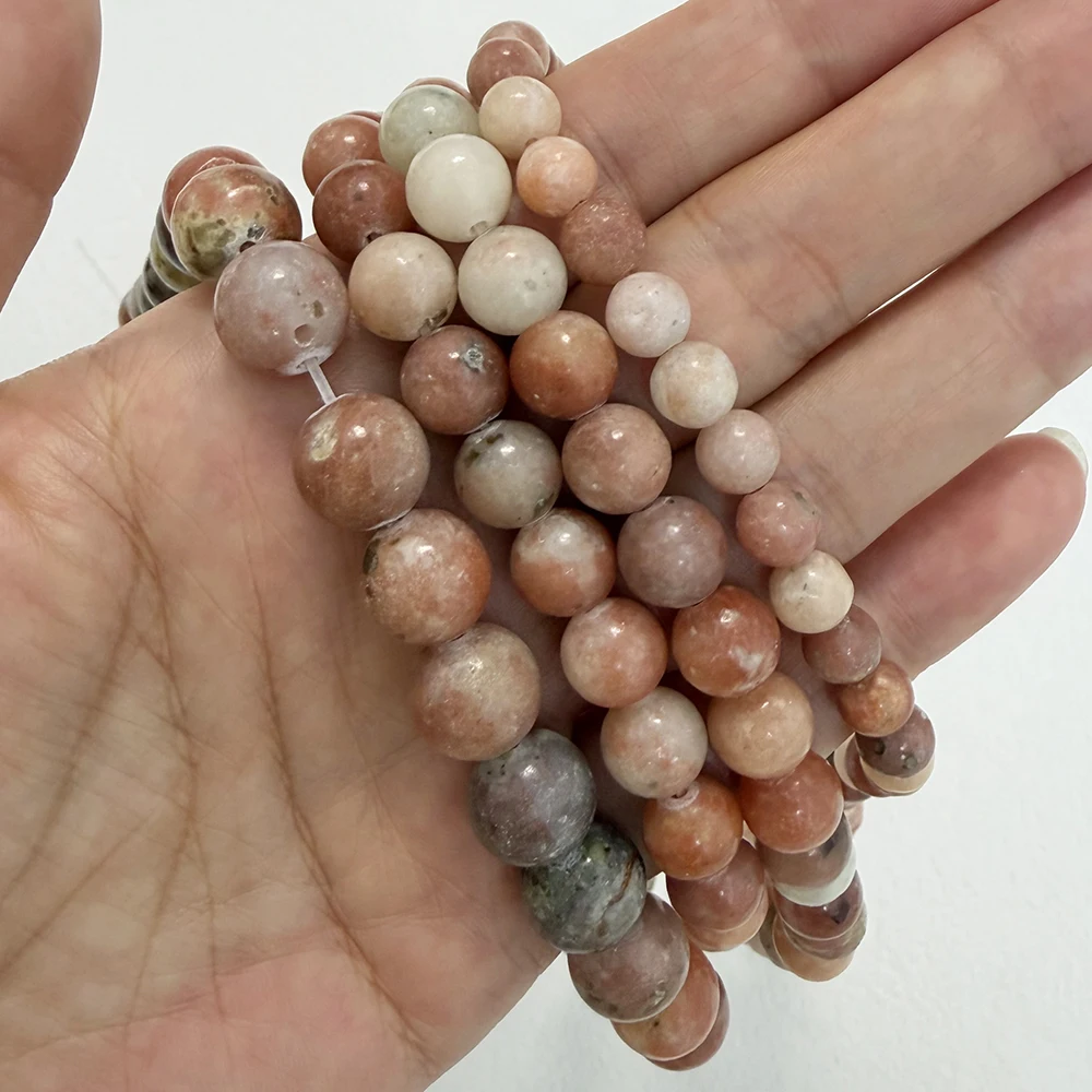 Natural Stone China Material Pink Opal Round Loose Beads 6 8 10 MM Pick Size For Jewelry Making
