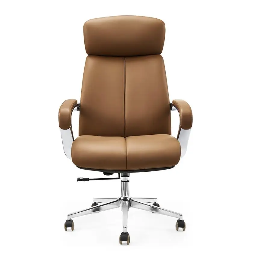 Economic High Quality Customized Color Modern Swivel Office Chair Genuine Leather Lumbar Support Ergonomic Comfortable Metal