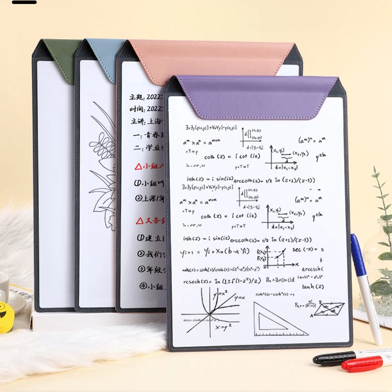 Leather Writing Board A4 Size Magnetic Absorption Whiteboard Handwriting Board Clip Erasable Multifunctional Writing Pad Folder