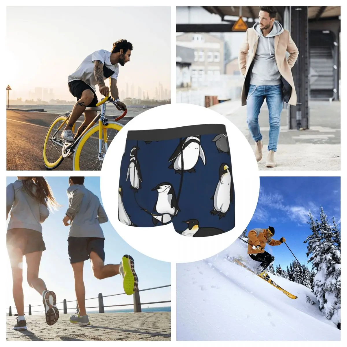 الملاكم السروال السراويل لطيف البطريق نمط (المتنقل الأزرق الداكن) سراويل داخلية مريحة للرجال لهدايا رجل أوم