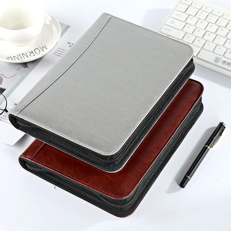 Imagem -04 - Binder Espiral Notepad com Calculadora Padfolio Diário Notebook Business Manager Zipper Bolsa Manual Agenda Planner Business Manager