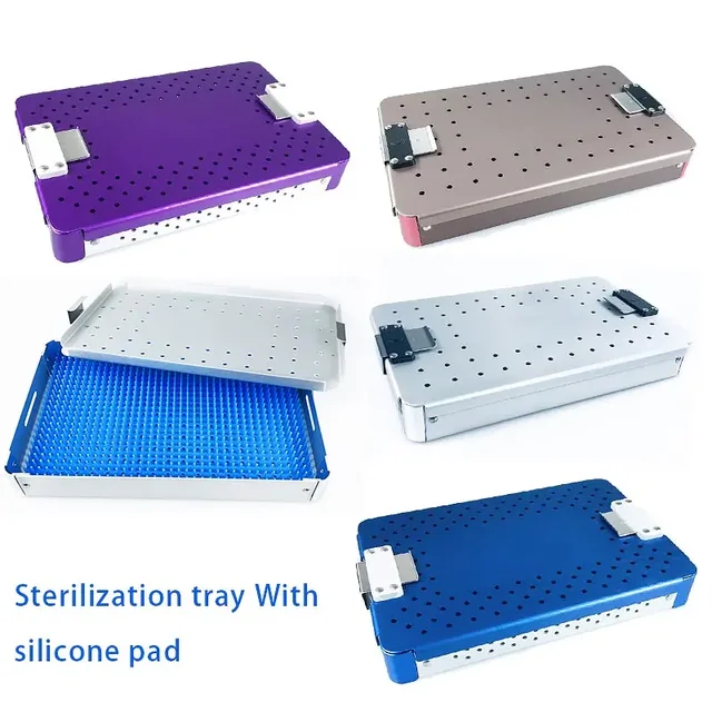 Pudełko do sterylizacji w autoklawie z matą silikonową Instrumenty aluminiowe Autoklawowalne