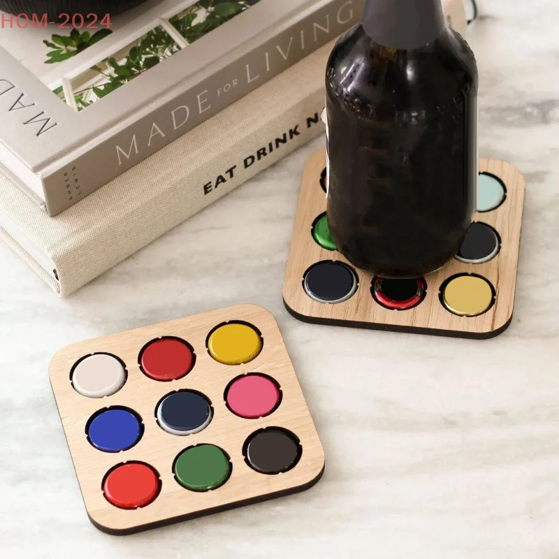 Beer Cap Collector Coaster Unique Beer Bottle Cap Display Rustic Beer Cap Coaster Display Set For Men Cave Decor Dad Gifts