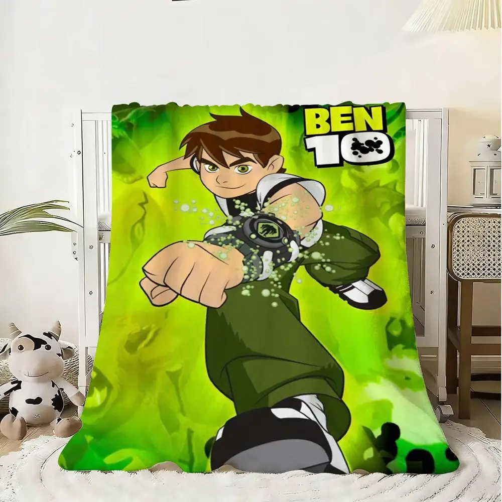 American Cartoon B-Ben 10 Throw Flannel Fluffy Soft Blanket Warm Skin-Friendly Throw for Sofa Bed Office Nap Winter