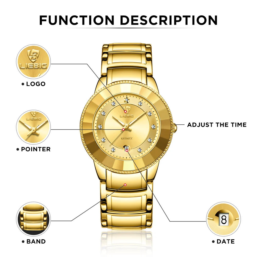 Business Mens Watches New Style Luxury Watch Men Gold Stainless Steel StrapTme Date Quartz Wristwatches Clock relogio masculino