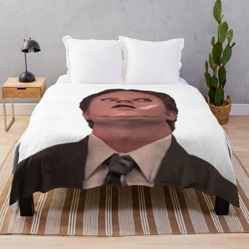 Dwight Schrute - Skin Mask Throw Blanket Furry Luxury blankets and throws Winter beds Custom Blankets