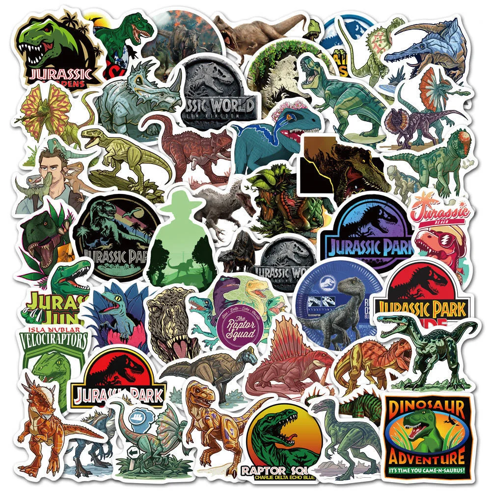 50PCS Classic Movie Dinosaur Park Graffiti Stickers Luggage Skateboard Notebook Waterproof Dinosaur Stickers