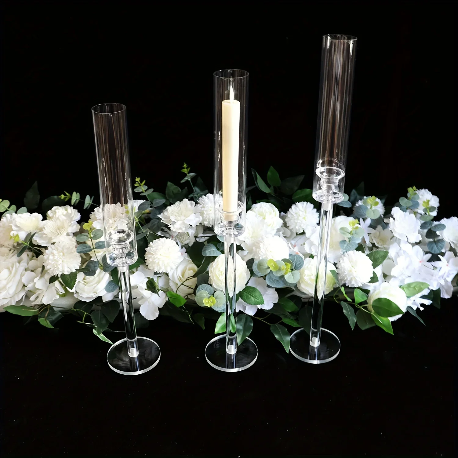 3PCS Clear Acrylic Candle Holder Party Decoration Candlestick Candle,weddings Decor