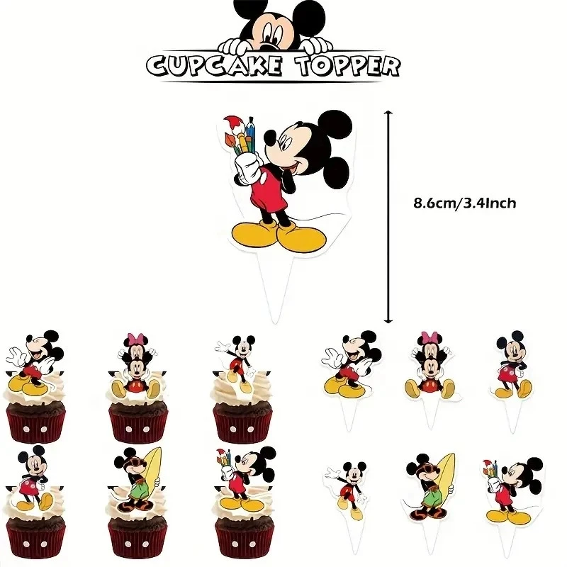 مجموعة لافتة حفلات أعياد الميلاد ميكي ماوس، بالون لاتكس لتزيين الحفلات، لوازم تزيين ذاتية الصنع، لافتة كعكة للحفلات، موضوع كرتوني