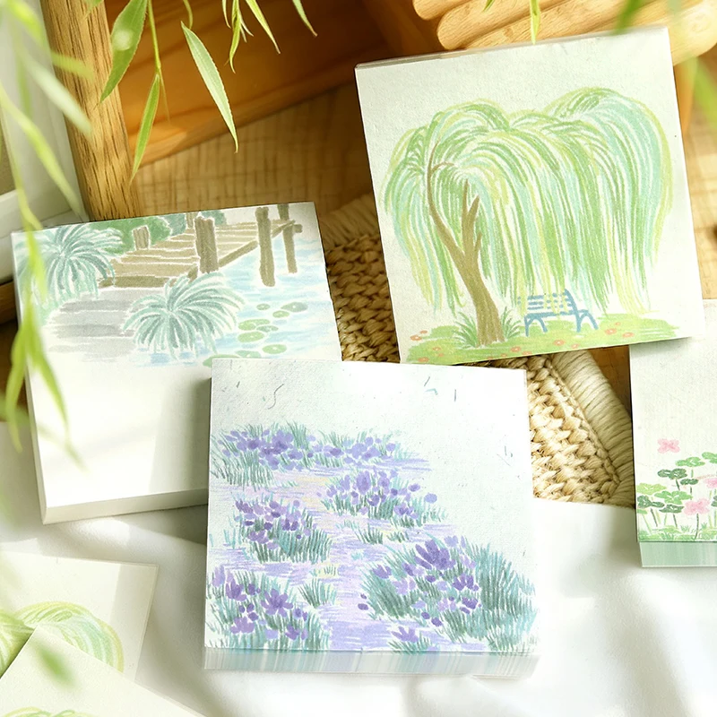100pcs/Plantation Notes Series; Literary and Fresh Plant Journaling Message Paper