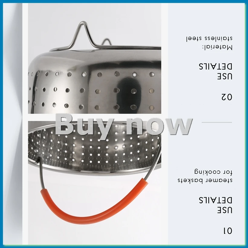 

Корзина для пароварки из нержавеющей стали Скороварка с ручкой с силиконовым покрытием Прочная корзина для пароварки-A51M