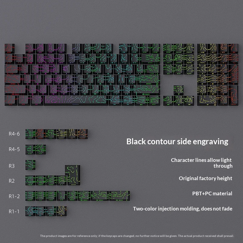 Original factory height 130 key dual color small full set with cracked and glowing keycaps