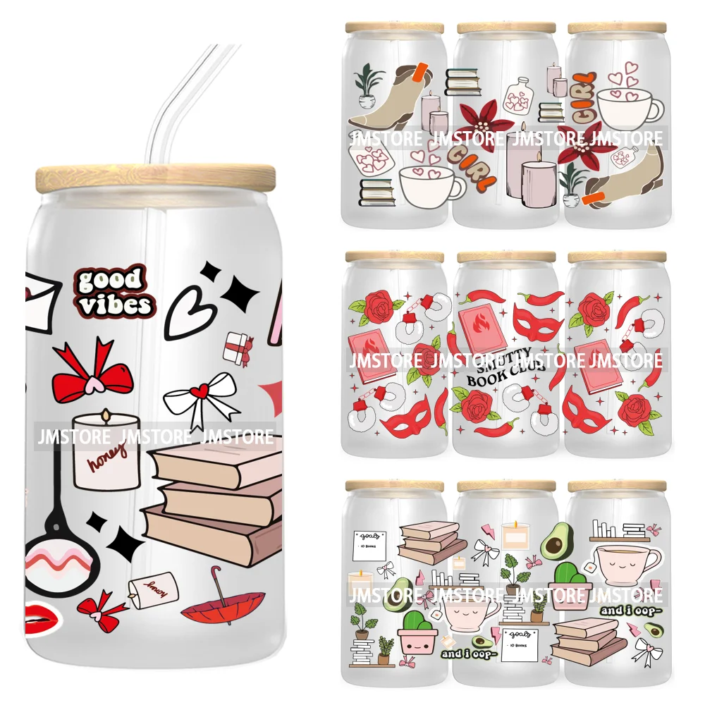 

Book Lover Bookish Positive Quotes 16OZ UV DTF Cup Wrap Ready To Apply For Libbey Glass Can Cup Tumbler Butterfly Flowers Coffee