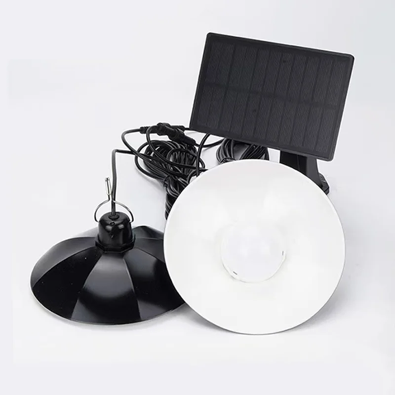 ダブルヘッドソーラーペンダントライト LED ソーラーランプ白色光リモコン付きシャンデリアキャンプ屋外庭