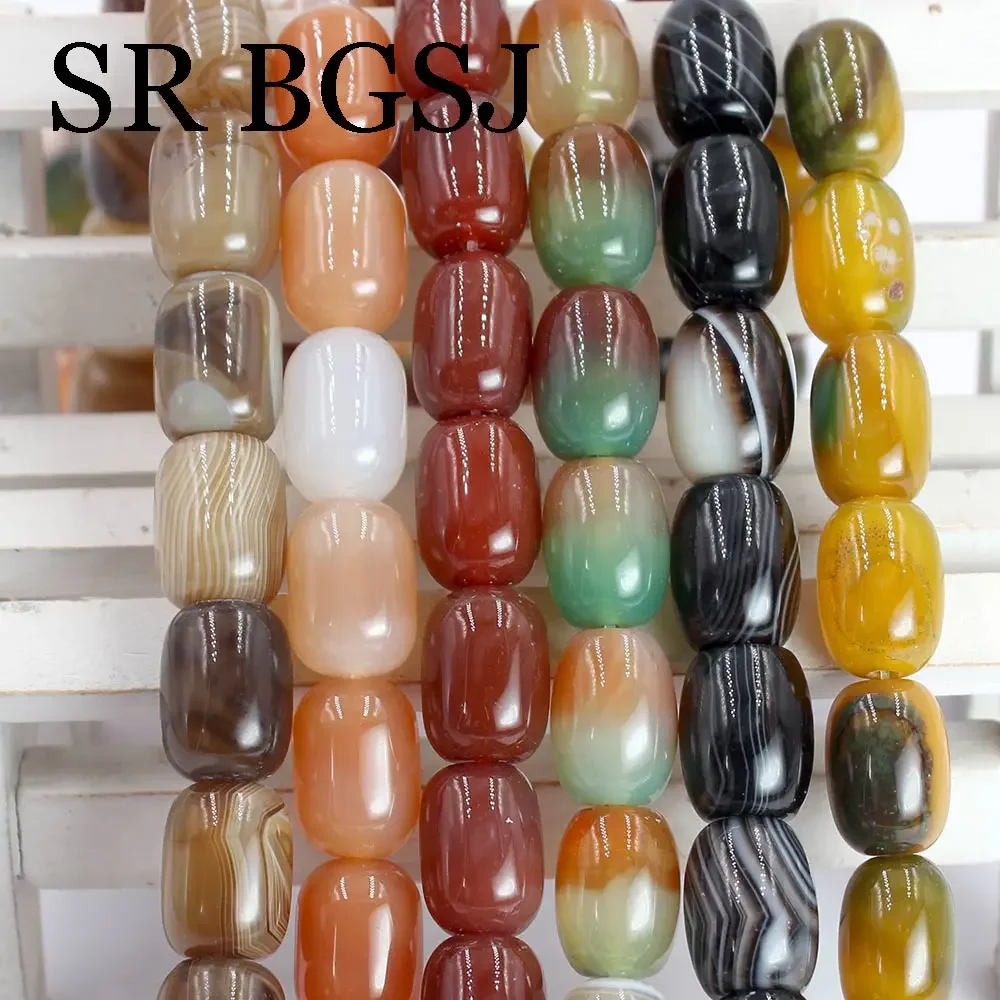 10x14mm Natural Gems Stone Column Tube Jewelry Making DIY Agat Spacer Beads 15\