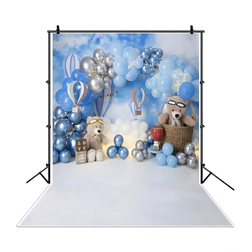 Newborn 1st Birthday Photography Background Flower Balloon Butterfly Party Backdrop Decor Girl Boy Cake Smash Poster Photozone image 5