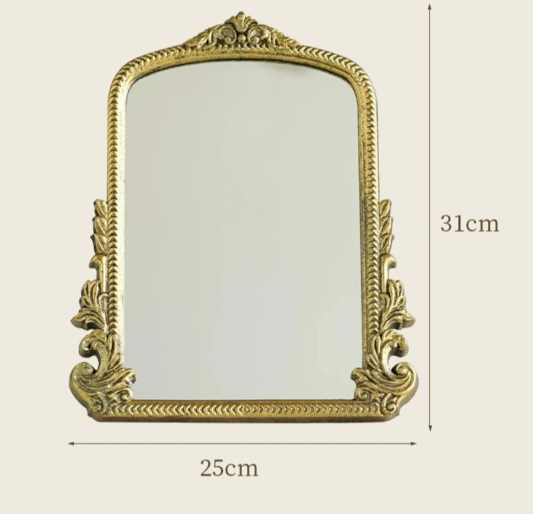 Retro Desktop Cosmetic Mirror French Wall-mounted Decorative Carved Cosmetic Mirror