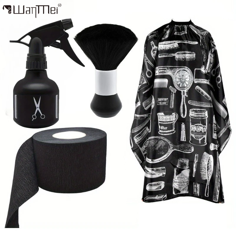 

Professional Barber Cape Set Waterproof Hair Cutting Gown with Neck Duster Brush, Salon Hairdressing Cloak Smock for Men Women