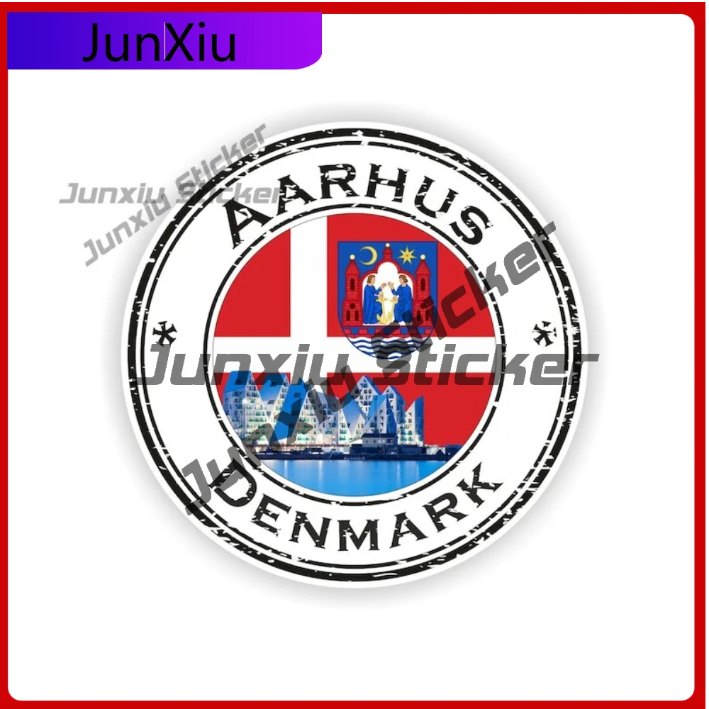 

Aarhus Denmark Seal Sticker Round Heavy Duty Exterior Decor For Laptop Boat Scratch Cover Decoration Auto Accessories Exterior
