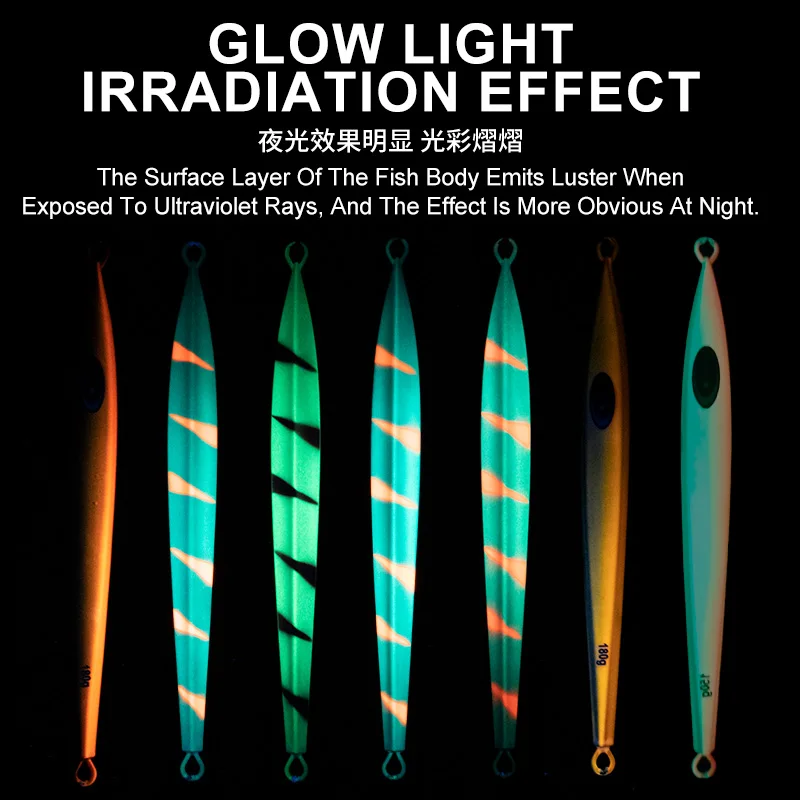 OBSESSION J139 150g 180g 200g 250g Deepsea Saltwater Fishing Metal Jigging Bait Luminous Jigs Lure Fast Sinking Metal Jigbait view 5
