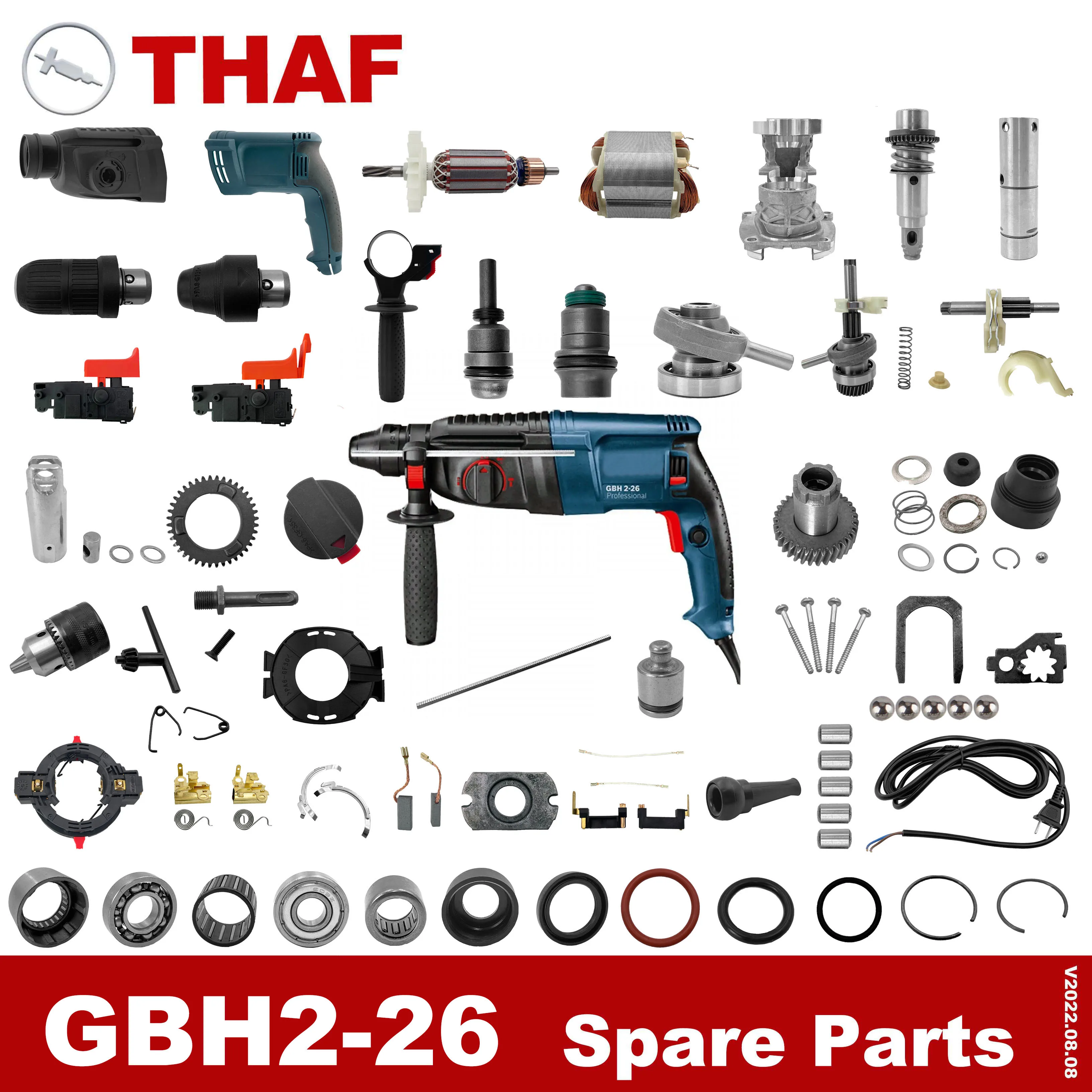 THAF Sostituzione Pezzi di ricambio Utensili elettrici Accessori per BOSCH Martello Perforatore GBH2-26 GBH2-26DRE GBH2-26DFR