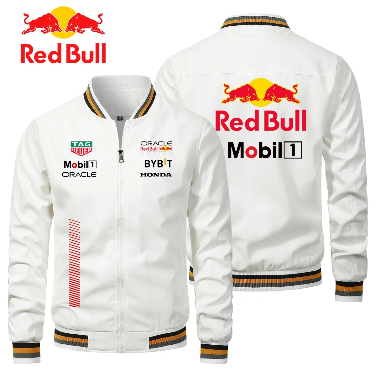 Red Bull Logo 2025 Men's Motorcycle Jacket Blazer Sports Zipper Jacket Red Bull Men's Spring Clothing Red Bull Logo Flight Jacke