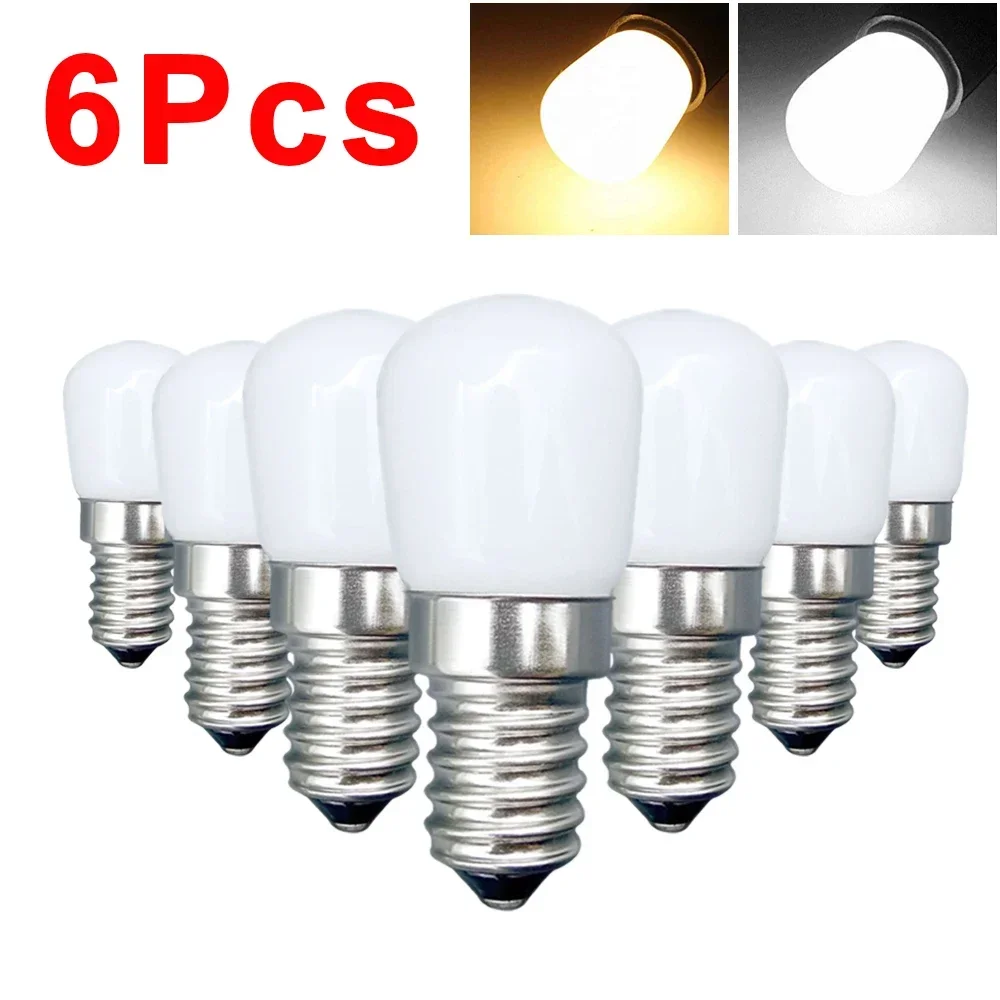 6/1 Stuks Mini Led-lampen E14 E12 Led Koelkast Gloeilamp Vervanging Halogeen Schroef Lamp Voor Koelkast vitrinekasten