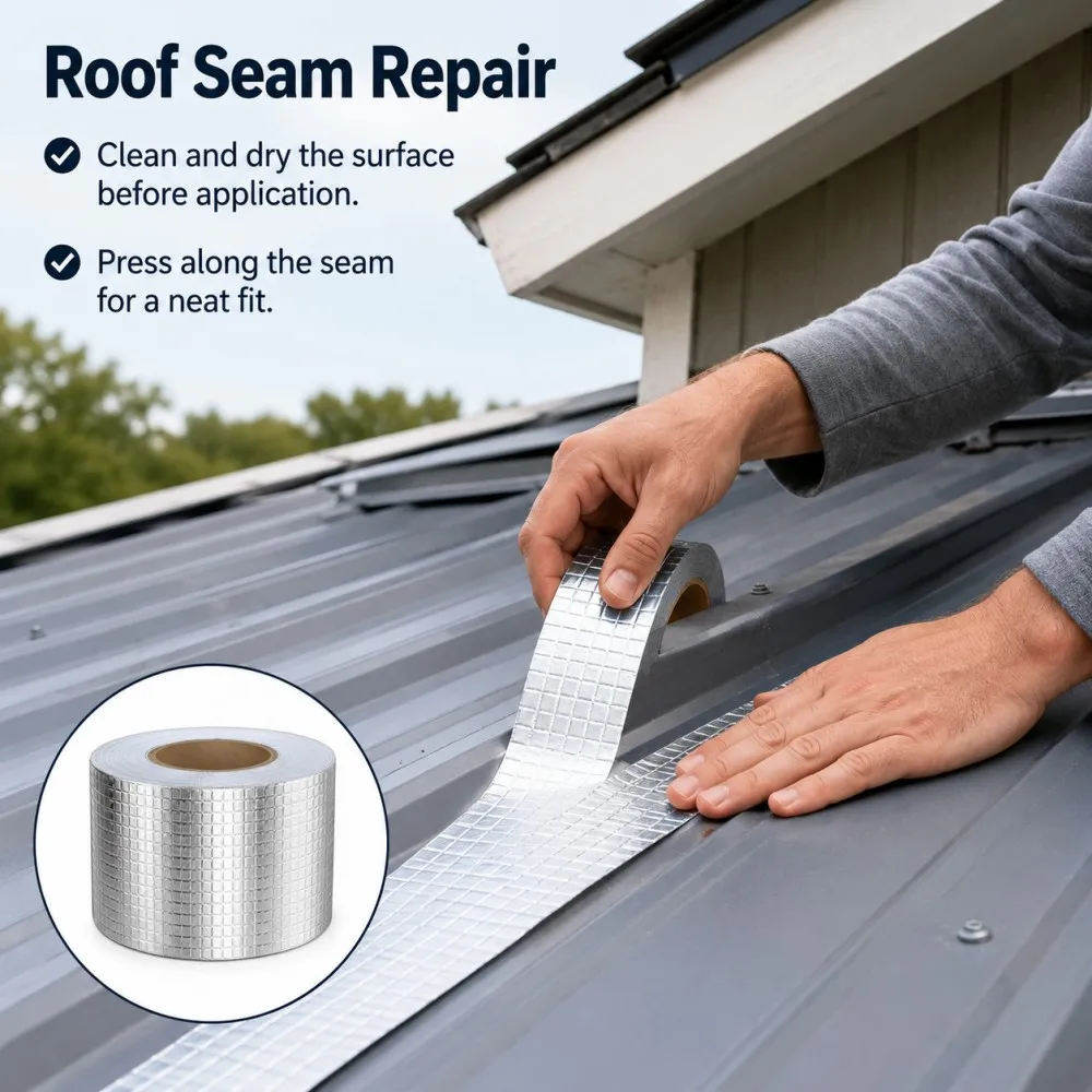 5/10cm Width Waterproof Repair Tape 1-10m Self Adhesive Roof  Aluminum Foil Butyl Tape for Leak Sealing Patching Crack Repair