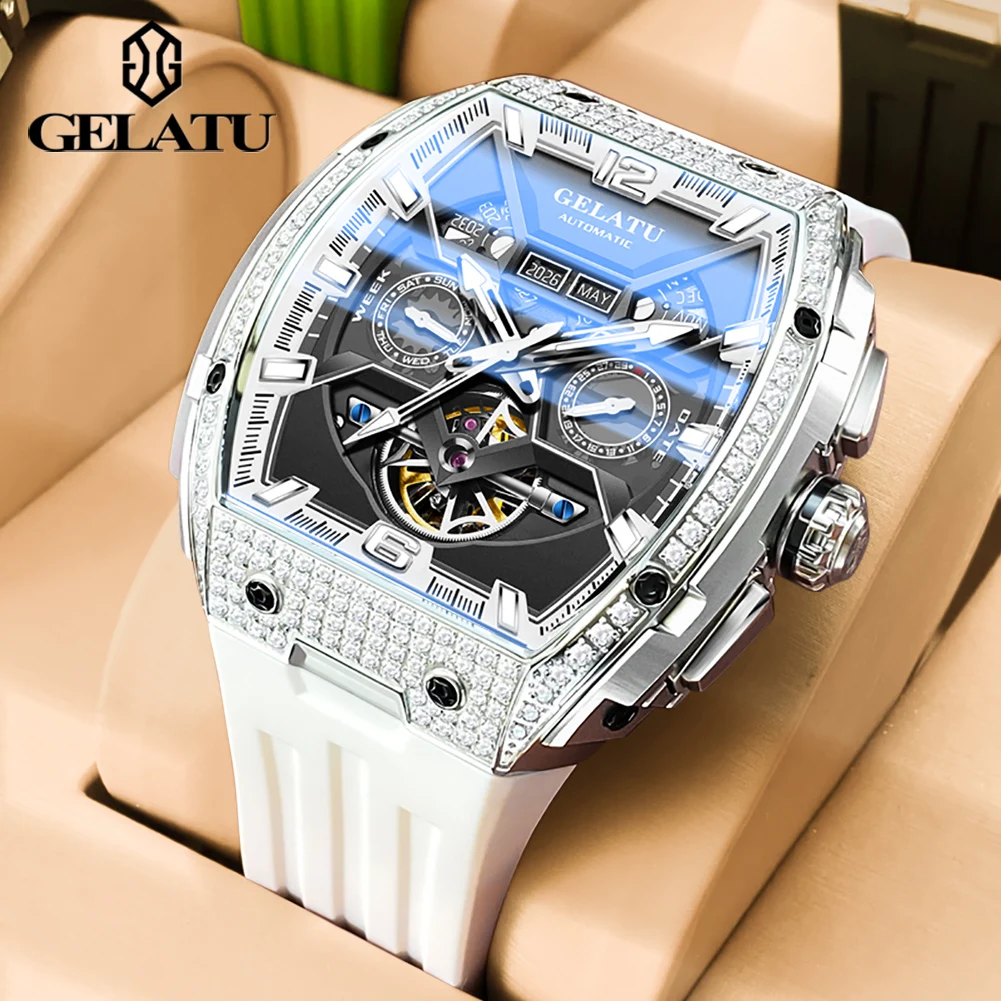 Reloj Hombre GELATU Luxury Top Brand Multifunction Tourbillon Men\'s Watch High Quality Automatic Mechanical Watch Sapphire