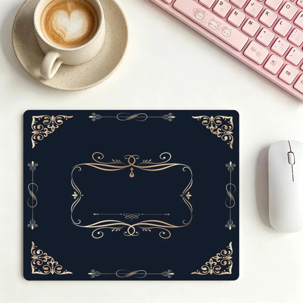 Black Background Gold Vintage European Ornate Frame Large Desk Pad mousepad table mat laptop office keyboard pad