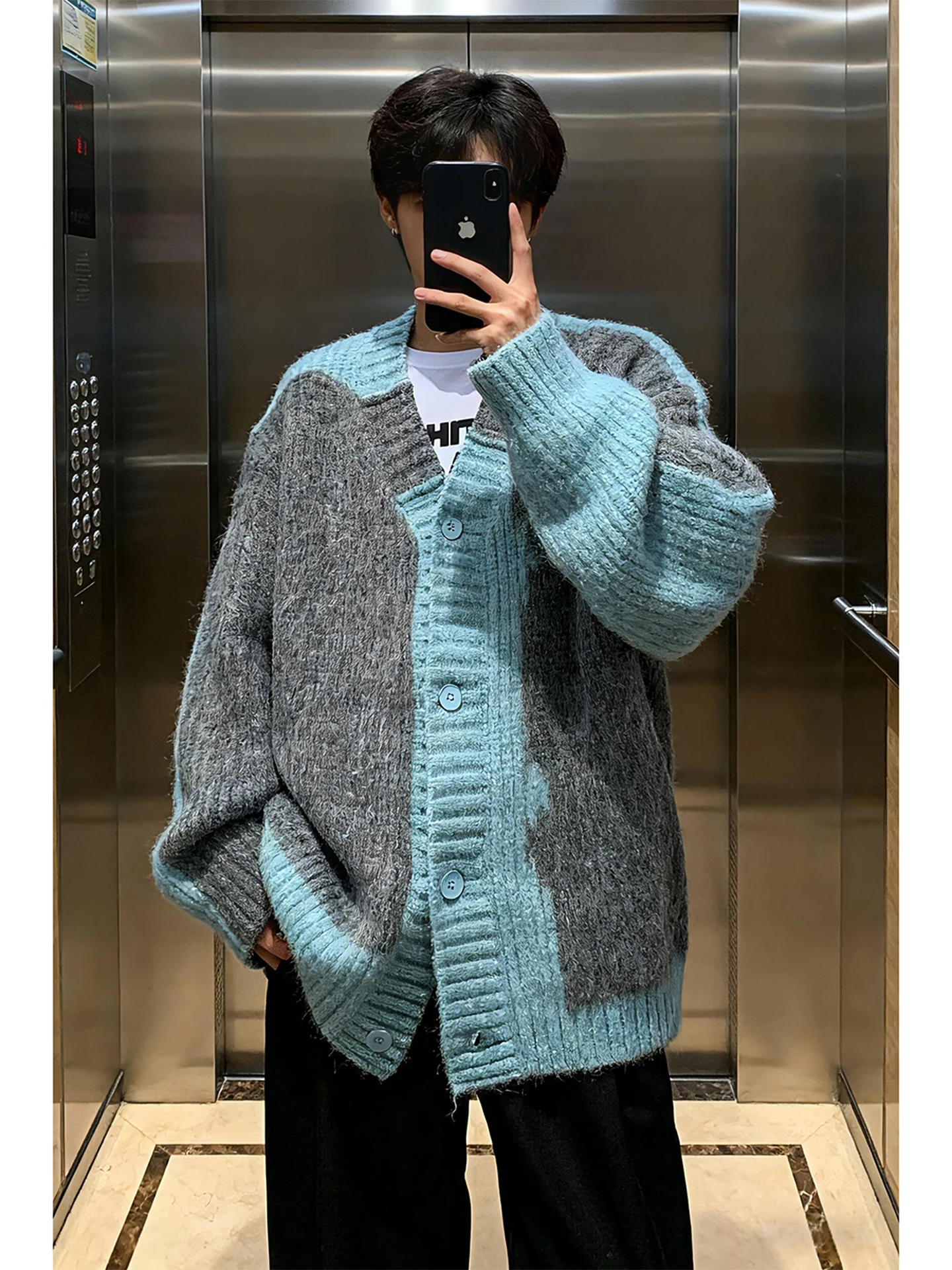 

Мужской вязаный свитер с V-образным вырезом Color Blo, молодежный, повседневный, теплый, с длинными рукавами, мягкий, свободного кроя, Cleanfit, осень-зима