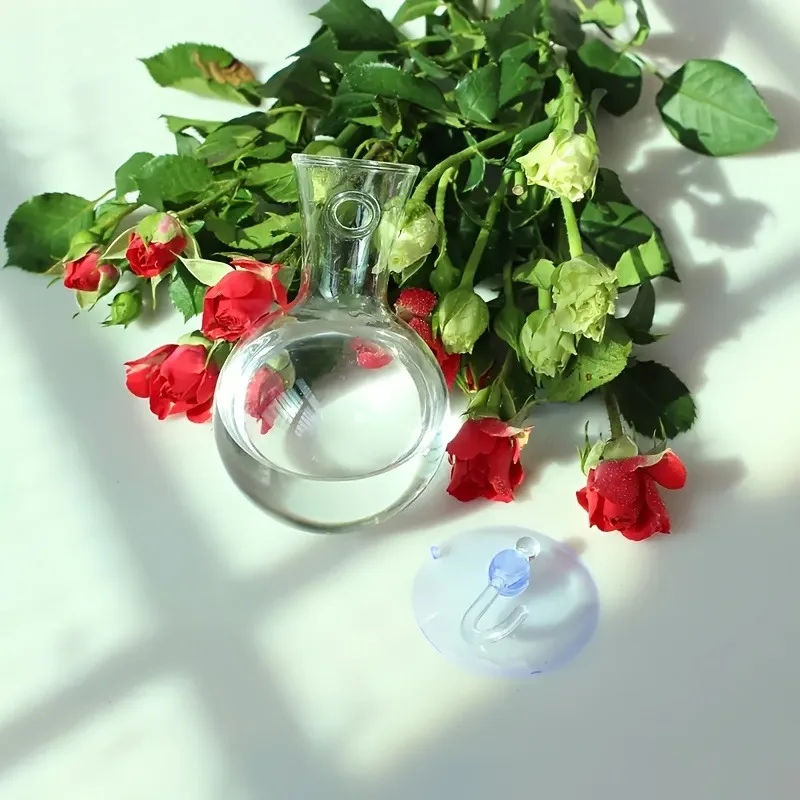 4pcs Window Plant Propagation Station | Suction Cup Ball Vase - No Nails,Glass Plant Hanging Plastic Container,Office Home Decor