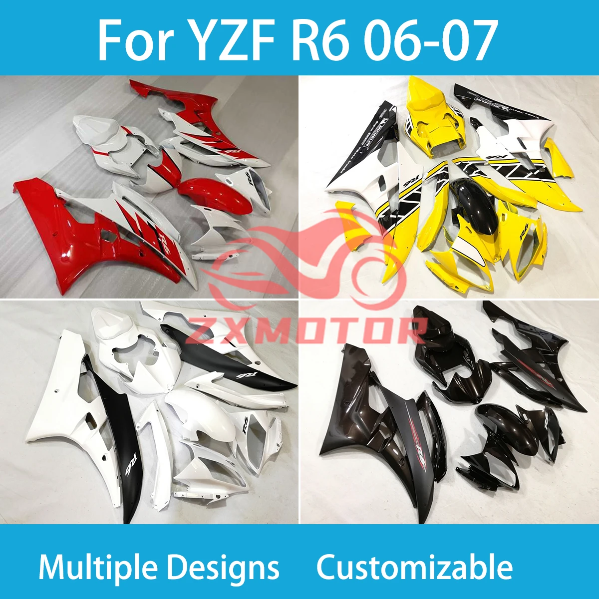 YZF R6 06 07 Body Works Cover Fairings for Yamaha YZF R6 2006 2007 Free Customization Injection ABS Fairing Kit Panel Set