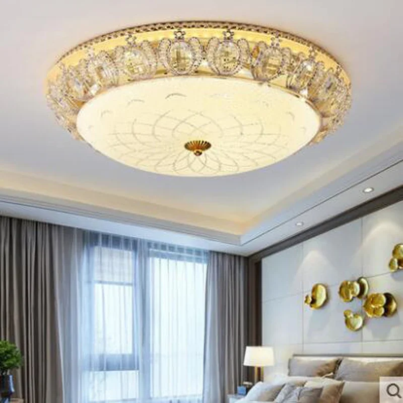 European bedroom lamp ceiling lamp modern simple round crystal lamps warm restaurant lighting European ceiling lighting fixture