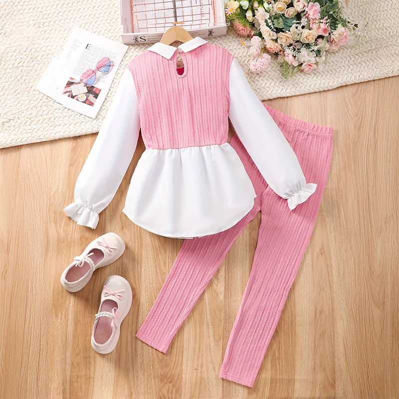 Autumn And Winter Middle Aged Girls' Casual Cute Long Sleeved Shirt&Pants Two Piece Set