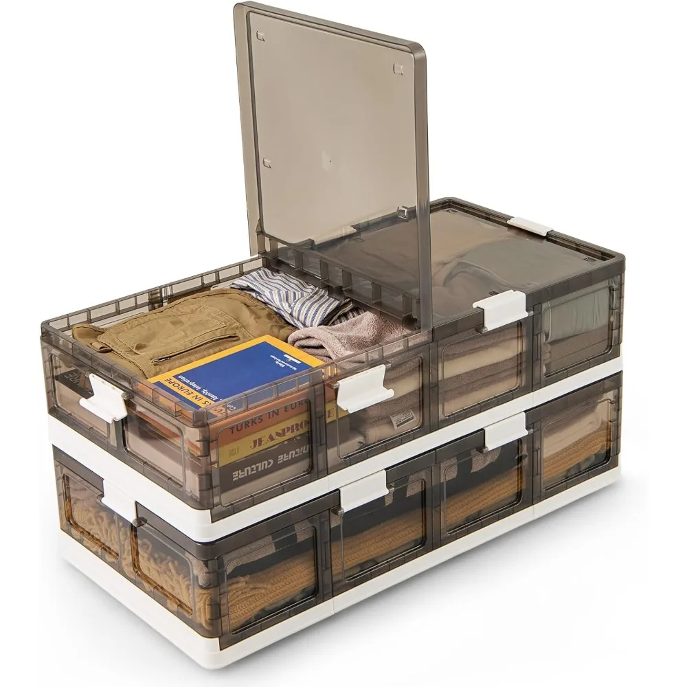 

26.5Gal Under Bed Storage Containers, 2 Pack Stackable Rolling Plastic Storage Boxes with Wheels & Lids,