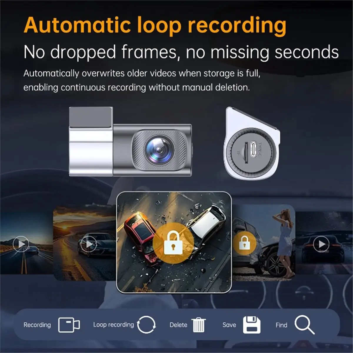 WIFI Hidden 1080P Car Dashcam with Night Vision 24-Hour Parking Monitoring Loop Recording Gravitys Sensor