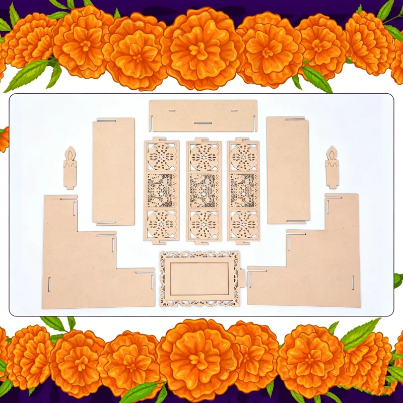 The Altar for the Day of the Dead Features Wooden Skulls and Candle Decorations. It Is a Memorial Item for the Day of the Dead