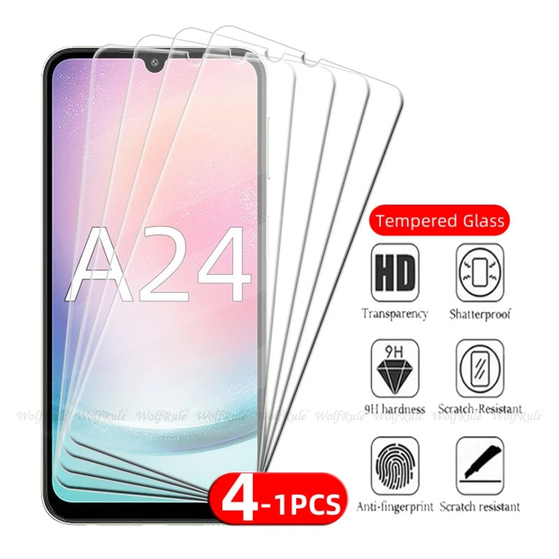 

4/3/2/1Pcs For Samsung A24 Glass Samsung Galaxy A24 Tempered Glass Protecitve 9H Transparent Clear Screen Protector Samsung A24