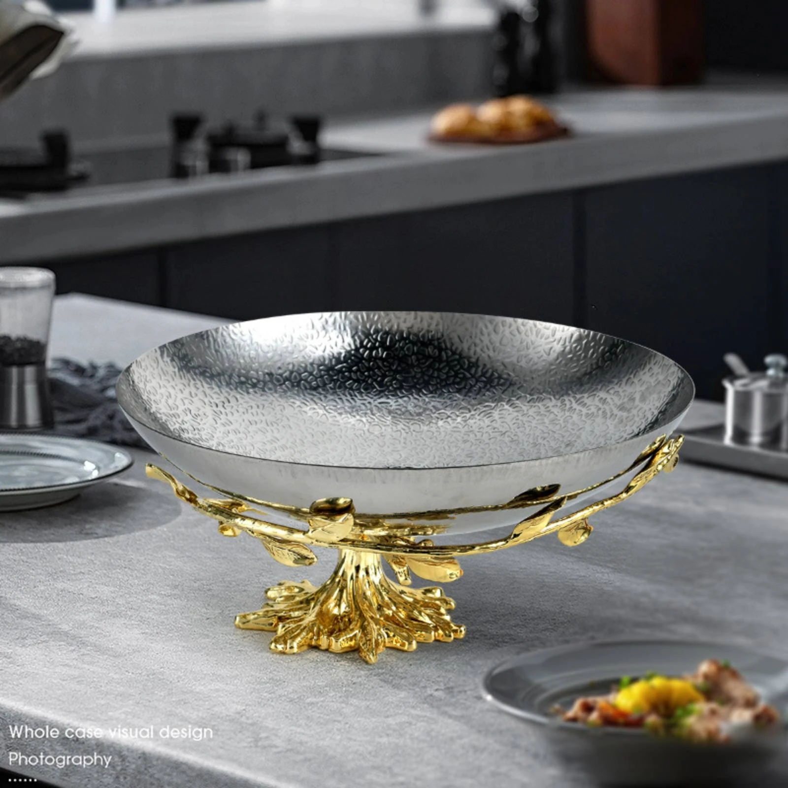 Pedestal Fruit Tray Sculptural Fruit Bowl with Pedestal Compote Elegant Centerpiece Holder Tray Shiny for Coffee Table