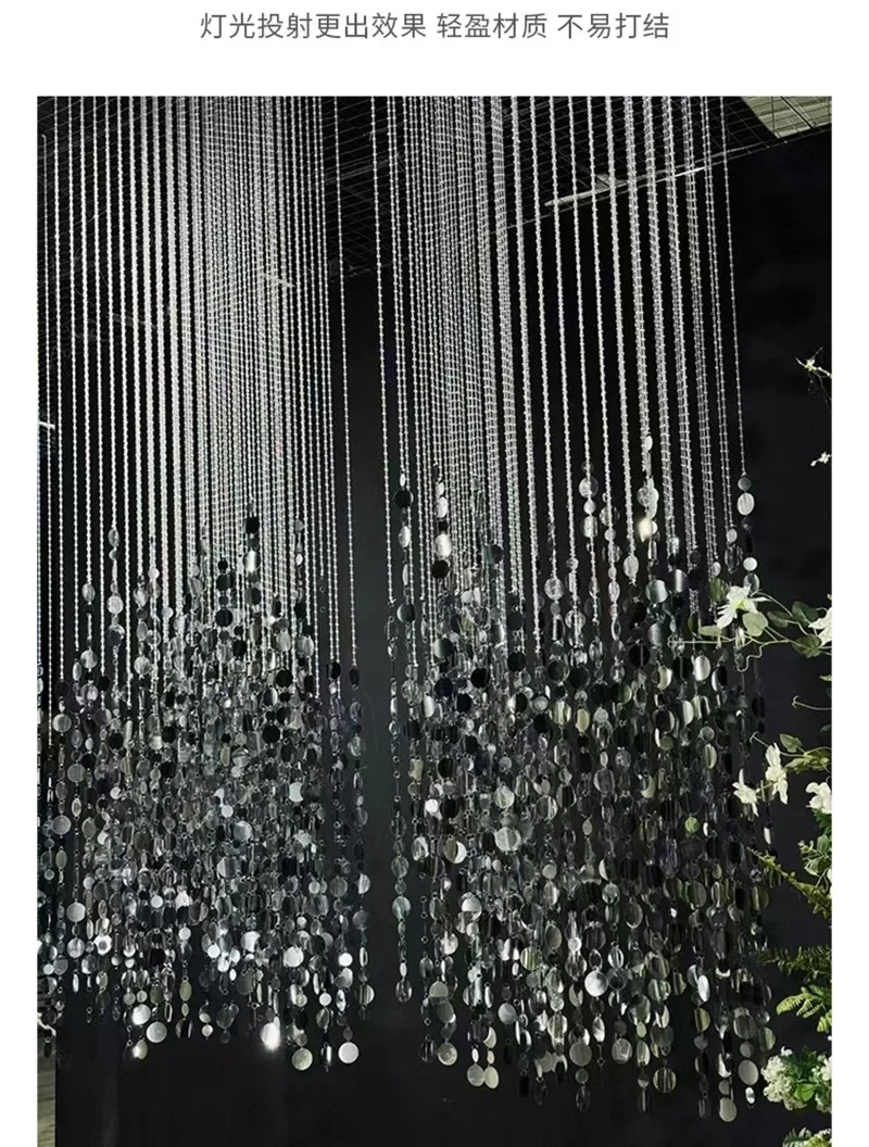 1,5 m Gold-Silber-Spiegel-Pailletten-Vorhang, Acryl-Perlen-Deckenvorhang, Hochzeits-Hintergrund, schimmernde Bühnendekoration für Events – Detail 8