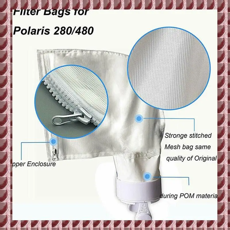 

A95G Pool Cleaner Bags,4Pcs Pool Bag, Pool Vacuum Bag Replacement With Zipper, Pool Spa Parts For 280, 480 Filter Bag
