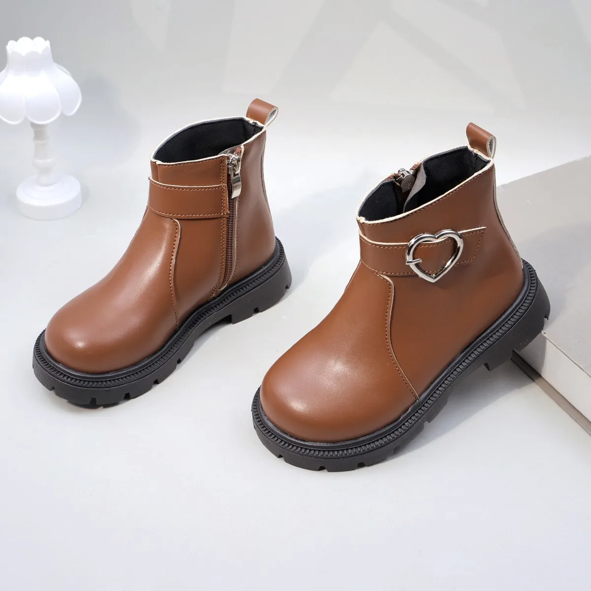Kids Buckle Leather Boots for Girls 2025 New Autumn Winter Kids Ankle Boots Non-slip Simple Classic Kids School Party Boots
