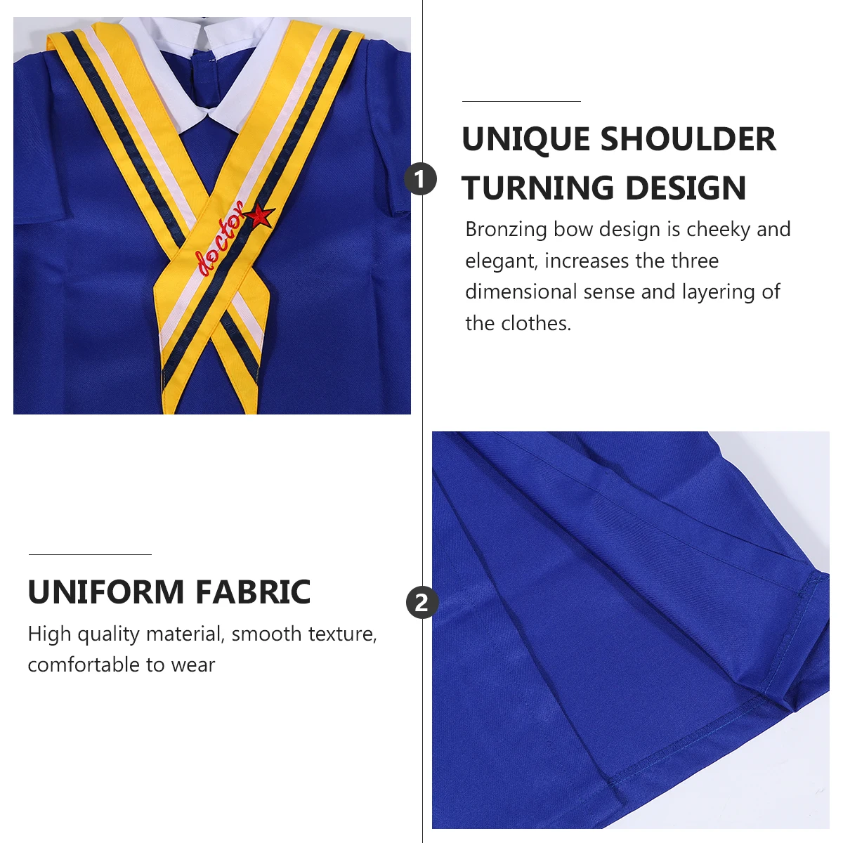 

2 pcs Graduation Gown Set Children Costume Bachelor Robe Cosplay Outfit School Graduation Photo Party Bright Blue 110Cm