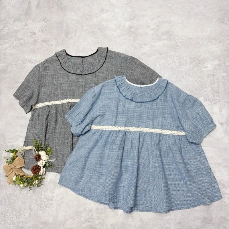 

Johnature Summer Thin Forest-style Loose High-waisted Doll Shirt Japanese Retro Thin Cotton Summer Short-sleeve Top Plaid Shirts