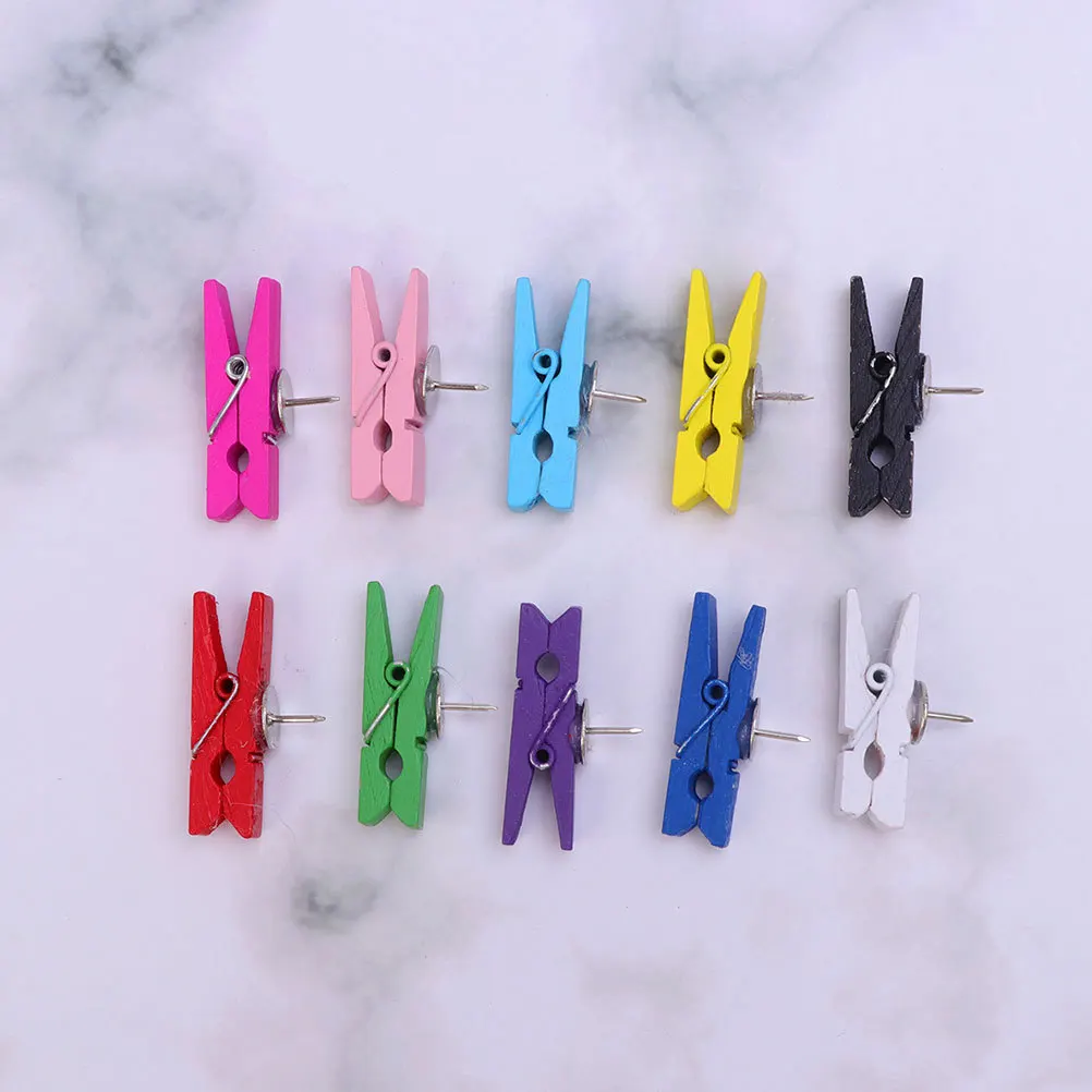 

50Pcs Colorful Wooden Push Pins Clips Decorative Thumbtacks for Bulletin Board Artworks Notes Homes Offices School Map Tacks Pin