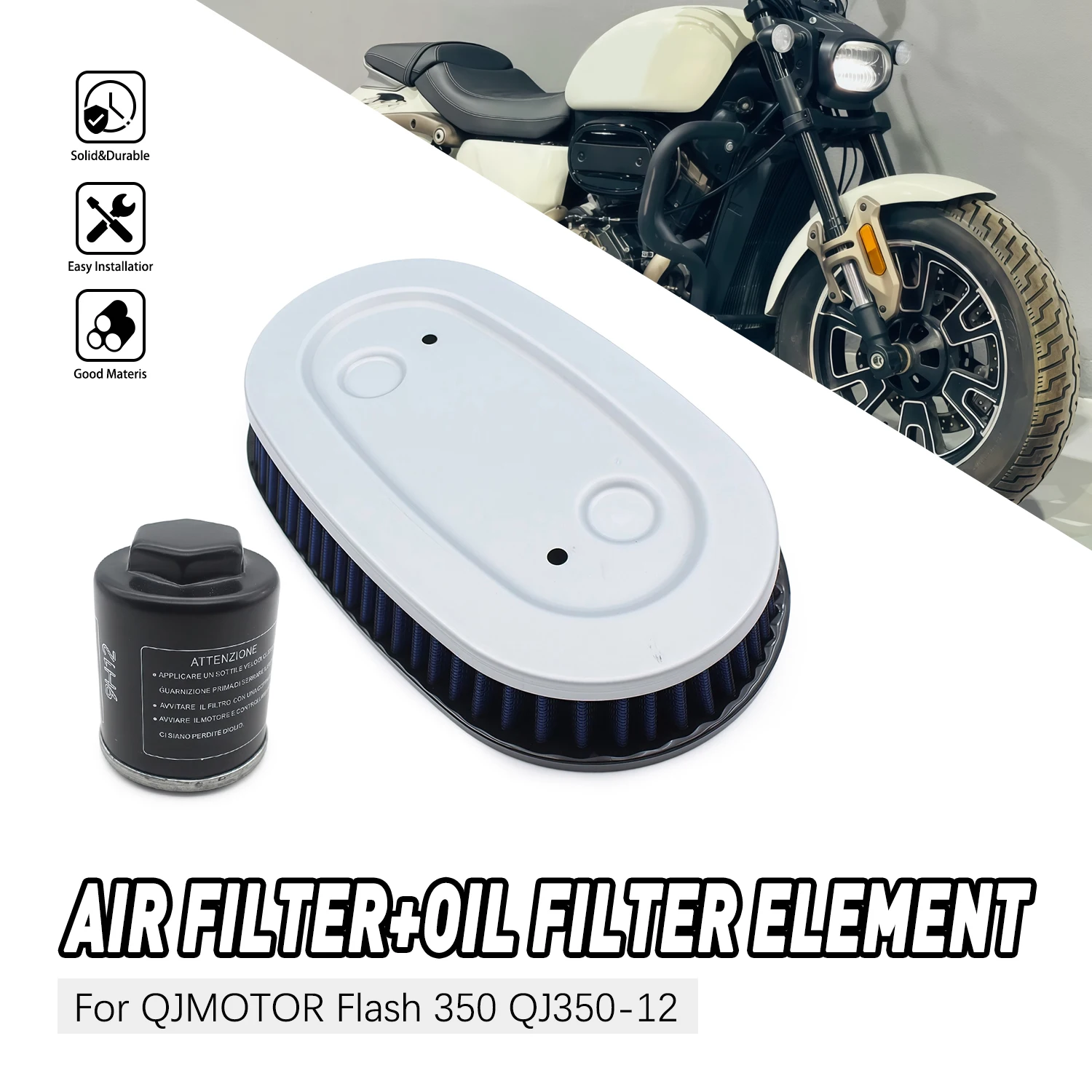 

Motorcycle Air Intake Cleaner Accessories Oil Filter Parts For Aprilia SR Max 4T 125 300 QJMOTOR Flash 350 QJ350-12