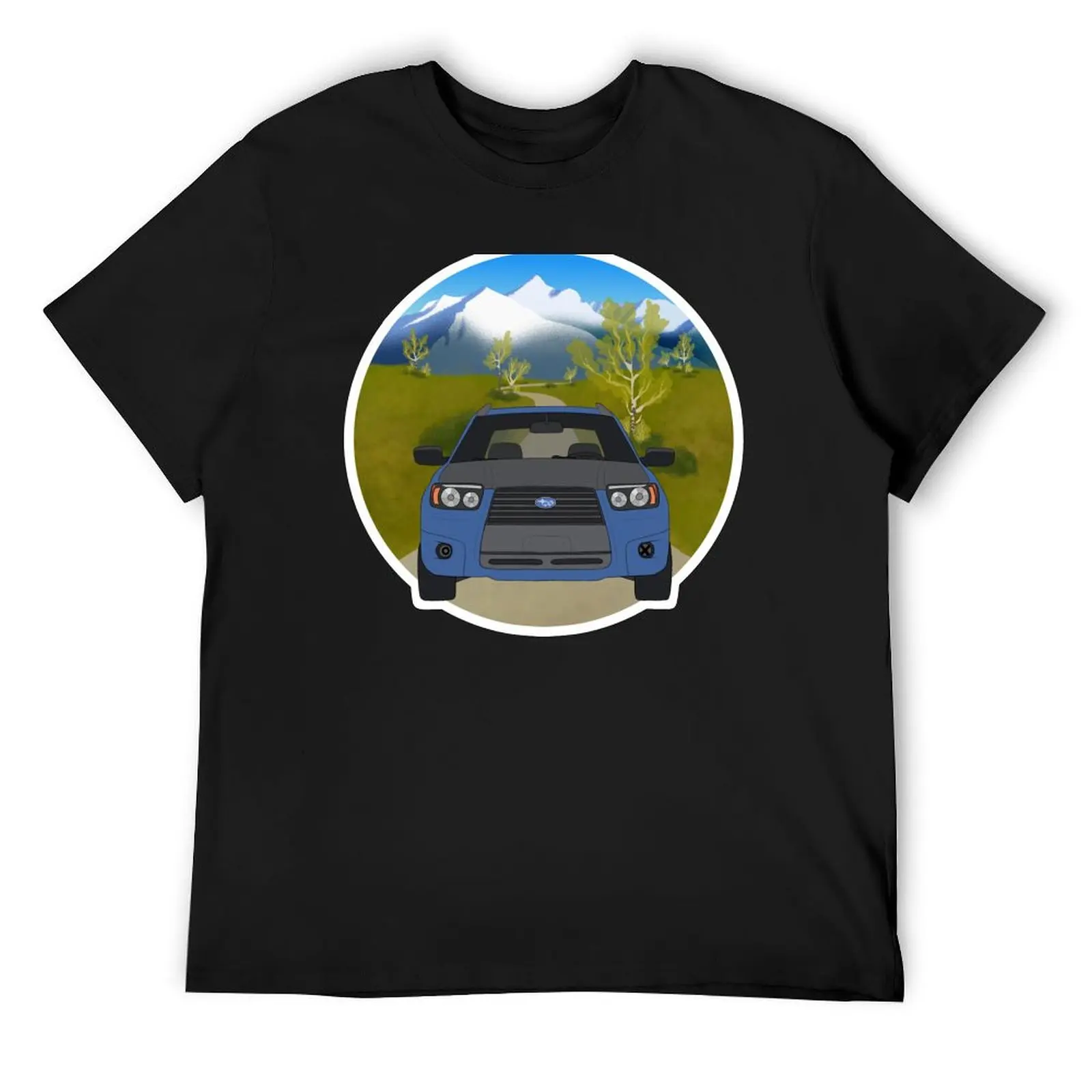 

Mountain Subie T-Shirt blue archive oversizeds cotton graphic tees kawaii clothes shirts men graphic