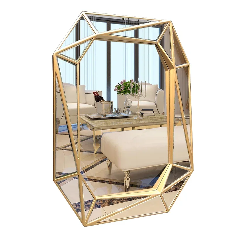 

56European Style Light Luxury Bathroom Mirror Wall-Mounted Vanity Art Makeup Fireplace Wall Decoration Hanging Mirror